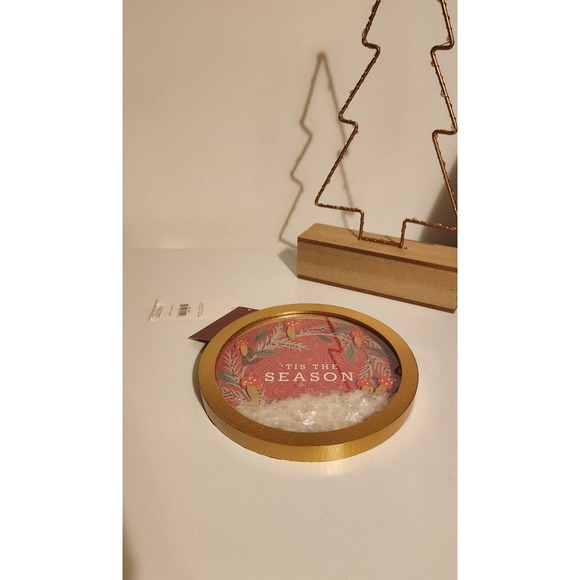 Tis' the season new Christmas gold & red mushroom snow globe art cottagecore - Picture 3 of 9